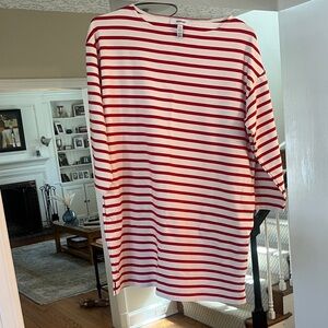 SPANX Red and White Striped Boatneck Tunic
